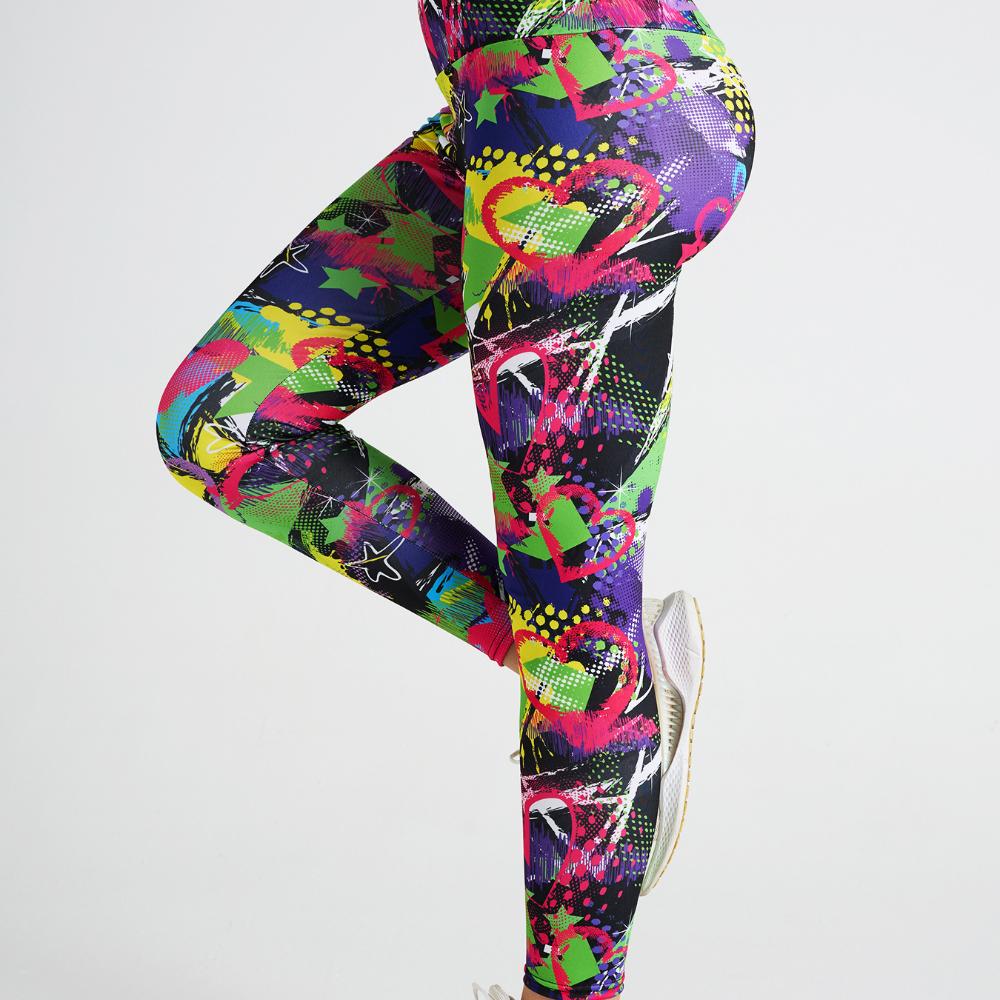 Fitness Yoga Pants High Waist Abstract Love Star Printed Workout Pants Women's Sports Fashion Bottoms