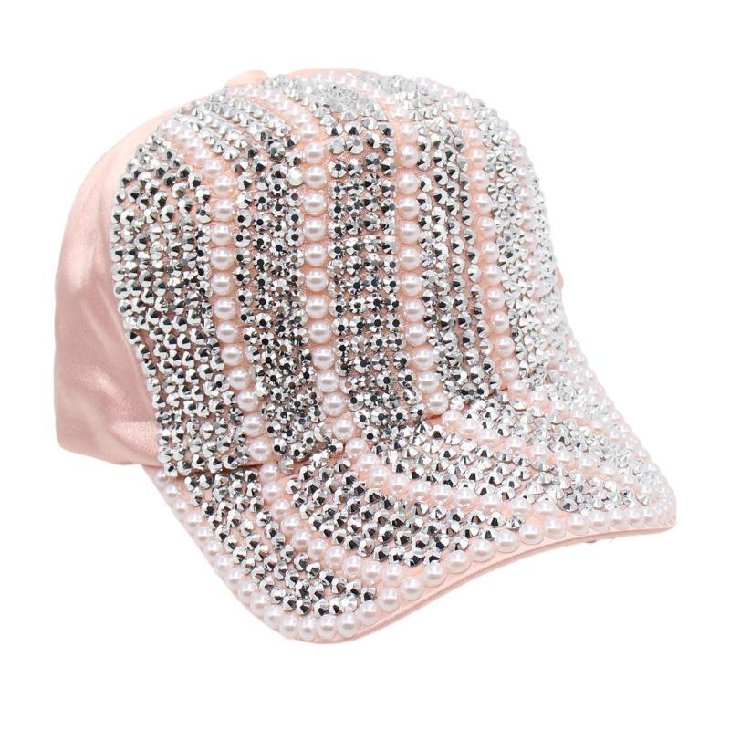 Hat Female Cap Casual Rhinestone Baseball Cap Flash Diamond Sun Hat Handmade Light Board Hat Tide
