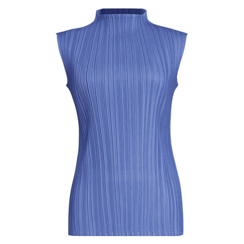 Miyake 2025 Sommer Damen Slim Ärmellos Stehkragen Weste - Vielseitiges Basic-Top