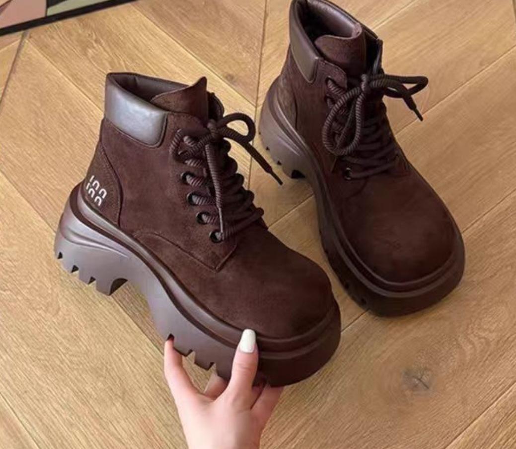 

Martin boots women s spring and autumn new platform boots retro tooling rhubarb boots short boots early autumn 40 темно-коричневого кольору