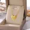 316L Stainless Steel New Fashion Fine Jewelry Geometry String Sector Shape Charms Snake Chain Choker Necklaces Pendant For Women