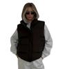 Warme Daunenweste für Damen mit Kapuze Lockerer Schnitt Baumwollgepolstert Ärmellose Jacke Winter Oberbekleidung