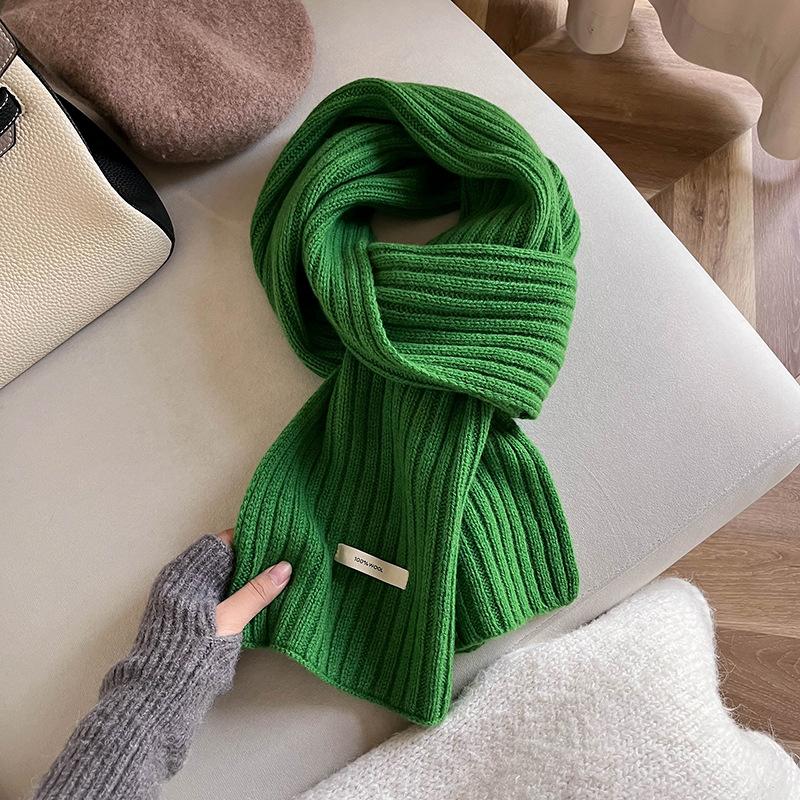 New Wool Scarf Women's Autumn and Winter Red Versatile Shawl Thickened Warm Knitted Scarf Universal