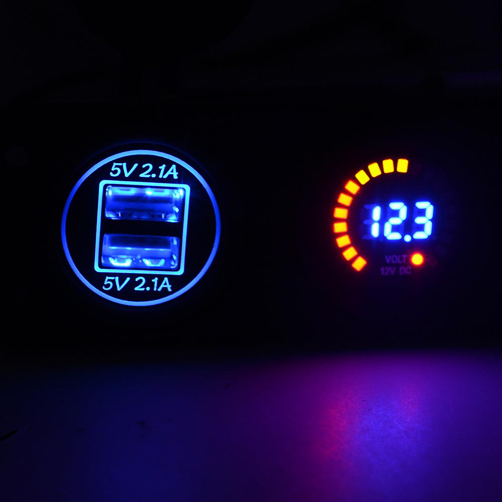 12 V LED Duel Auto 2 USB-Port Ladegerät mit DC Voltmeter Digital Auto/Motorrad/Boot Zigarettenanzünder Buchse Splitter