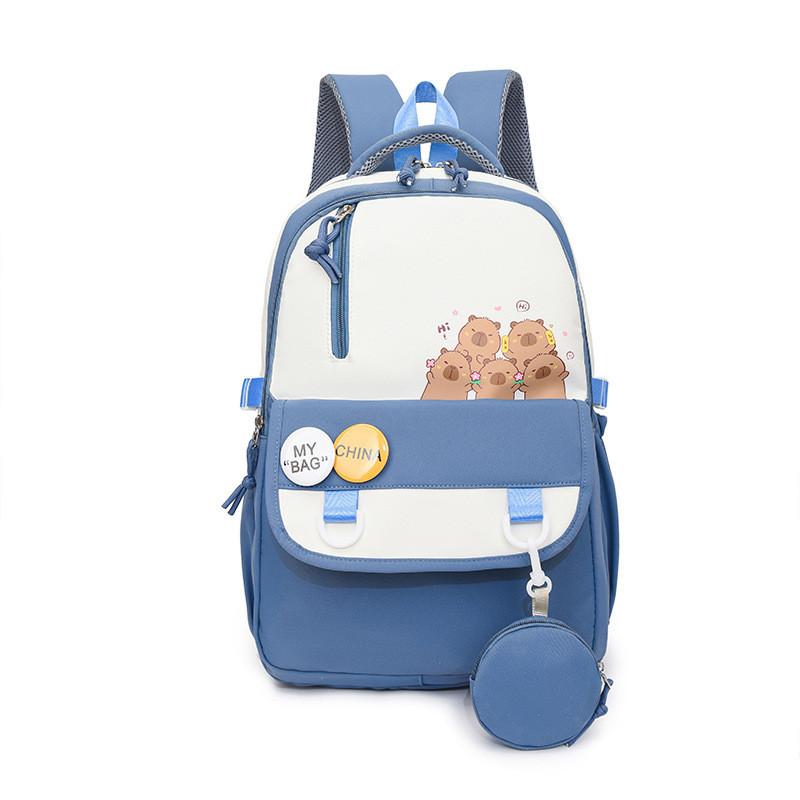 Capybara Cartoon Backpack With Breathable Nylon Material For School Kids