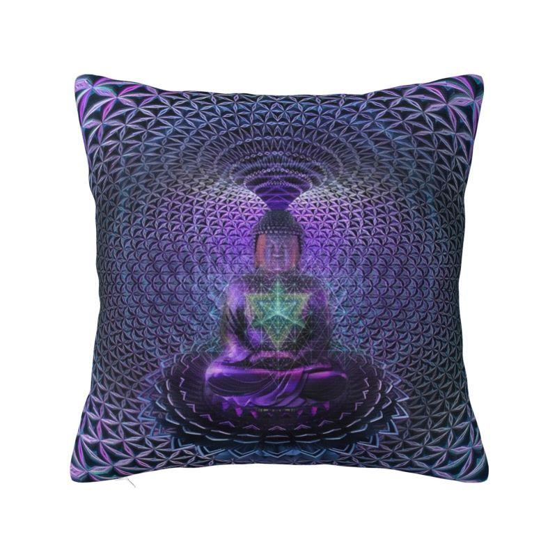 Custom Buddhist Thangka Art Nordic Throw Pillow Cover Living Room Decoration Buddha Buddhism Mystical Meditation Cushion 30x30cm 12x12in