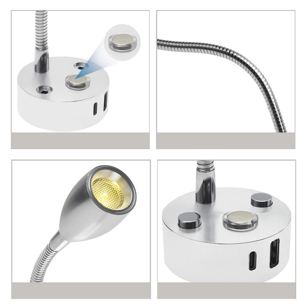 12v 24v Led Reading Wall Light Lamp Campervan Lights Rv Sconce Touch Control Rotating Spotlight For Truck Boats Bedside Flexible