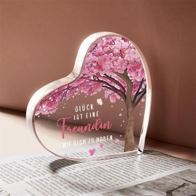 2D Flat Acrylic Heart-Shaped Souvenir Desk Decor Plaque, Suitable for wall decoration, porch, room, villa, accents Home, Hallway, or Workplace - Rusti