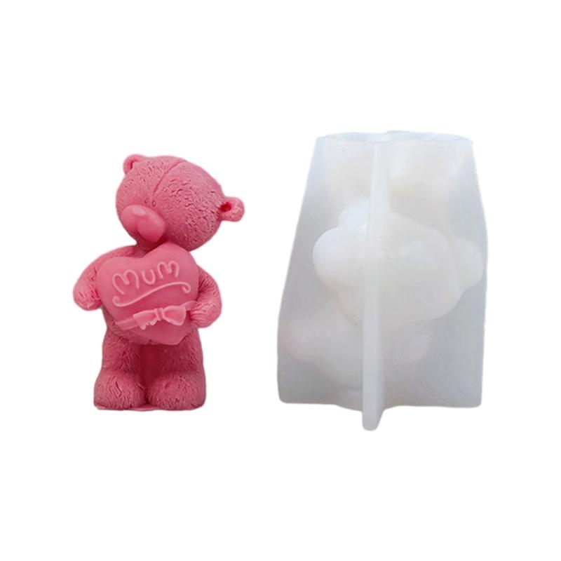 3D Slogan Bear Shaped Candle Silicone Mold for DIY Hand-made Candle Ornaments Mould Handicrafts Making Tool Baking Mold