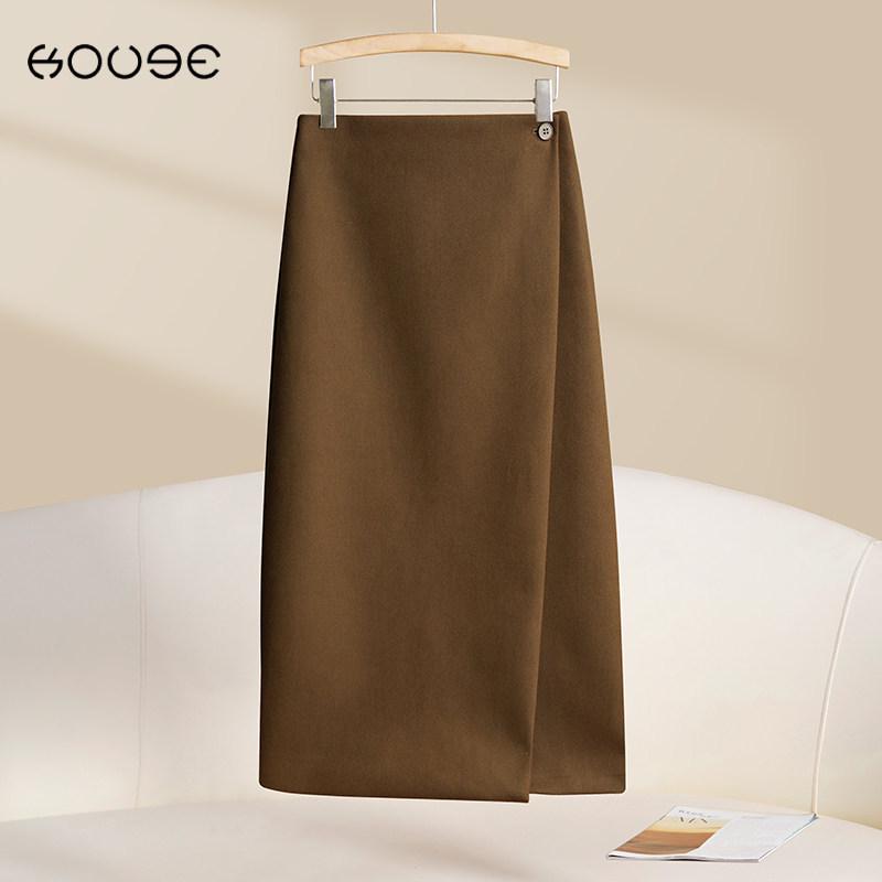 

Women s High-Waisted Off-White A-Line Skirt with Back Slit for Spring & Summer M