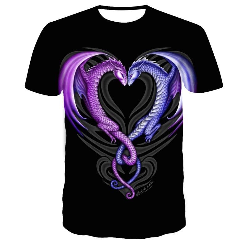 Cool Fashion Dragon 3D Printing T Shirt Casual Cartoon Anime Short Sleeve Tee