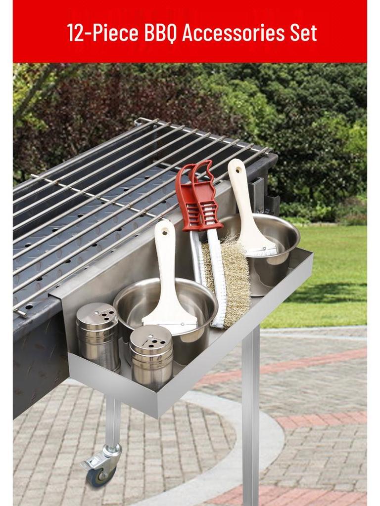 12-Piece Charcoal Grill Accessory Set with Stand & Frying Pan
