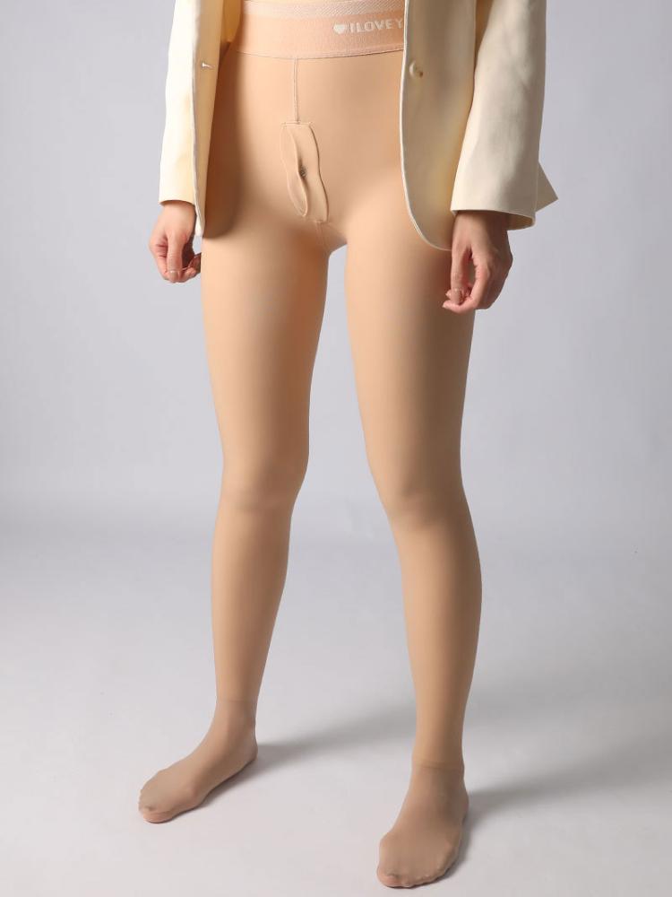

Winter Spring Glossy Men S Leggings Slim-Fitting Velvet Warm Nude Skin Tight Stockings Bare-Leg Artifact Pantyhose Long John Open Pouch