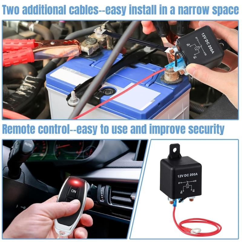 Remote Battery Disconnect Switch 200A, DC12V Top Post Negative Battery Shut Offs Switch for Car Truck Vehicle