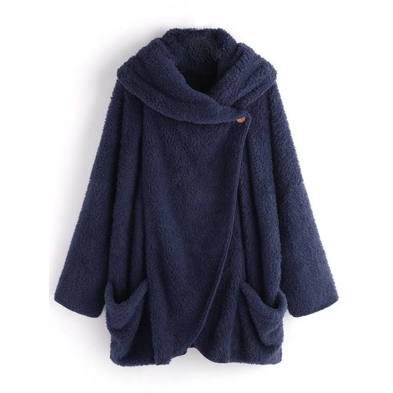 Women's Coat Autumn Winter Turn Down Collar Coat Women Oversized Warm Teddy Bear Jacket Lady Plush Coat Cardigan Jacket