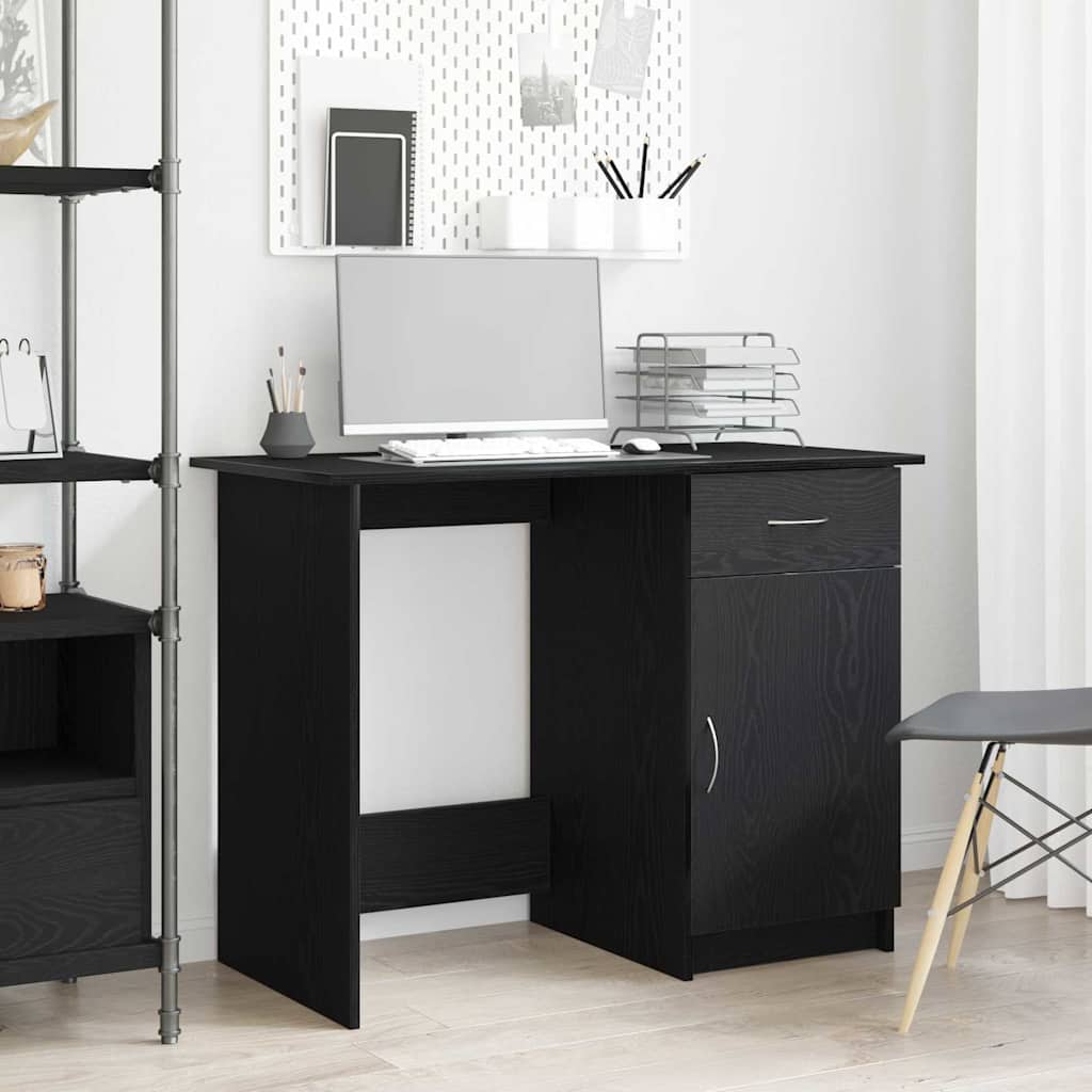Desk with Storage Black Oak Effect 100 x 50 x 76 cm