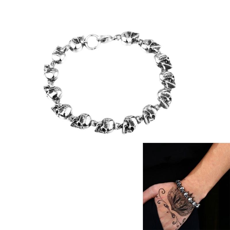 Totenkopf Armband Metall Hand Schmuck Einzigartige Designs Modisch für Rockmusikliebhaber Zeigt Persönlichkeit und Mode