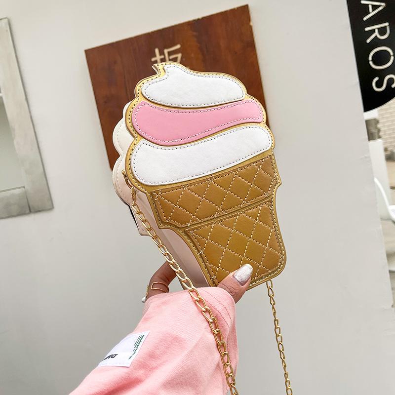 Cute ice cream bag 2025 summer new cartoon cake bag small shoulder oblique span chain bag French fries women's bag