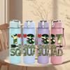 1PC 1st Girl Squad Birthday Text Print 750ml Color Plastic Sports Water Bottle Leakproof Flip Straw Lid Suitable for Sports Office Home Use