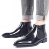 Brand Men's Boots Fashion Pointed Business Boots High Quality Patent Leather Ankle Booties Men Chelsea Boots Dress Leather Botas