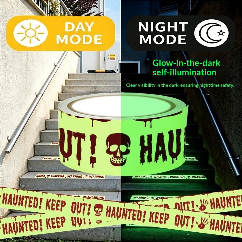 Halloween Warning Glow Yellow Color In The Dark Tape Indoor Outdoor Gatherings Garden Halloween Decoration