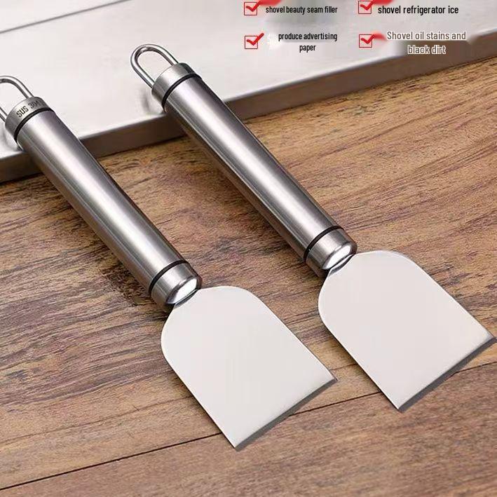 Stainless Steel Multi-Purpose Kitchen Cleaning Scraper and Spatula for Degreasing, Tile Grout, and Glue Removal