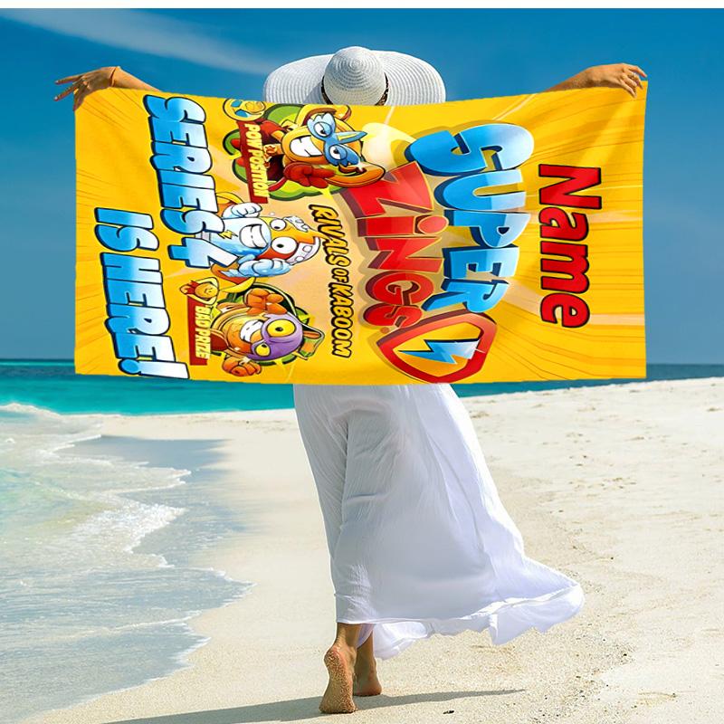 Personalized customized proof beach towel with SuperZings pattern - soft, absorbent,quick-drying,perfect swimming,camping&bathing