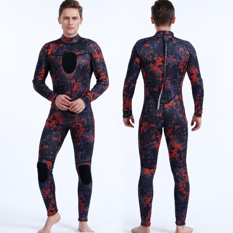 Mens 3mm Neoprene Camo Wetsuit Scuba Diving Snorkeling Swimming Water Sports Full Body Thermal Protection