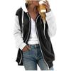 Women's Loose Large Size Hooded Zip Jacket Multicolor Paneled Plush Coat
