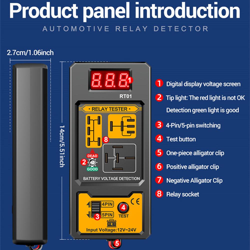 Universal Relay Detector LED Indicator Light 11-25V Car Relay Test Battery Checker 4/5 Foot Socket Analysis Diagnostic Tool