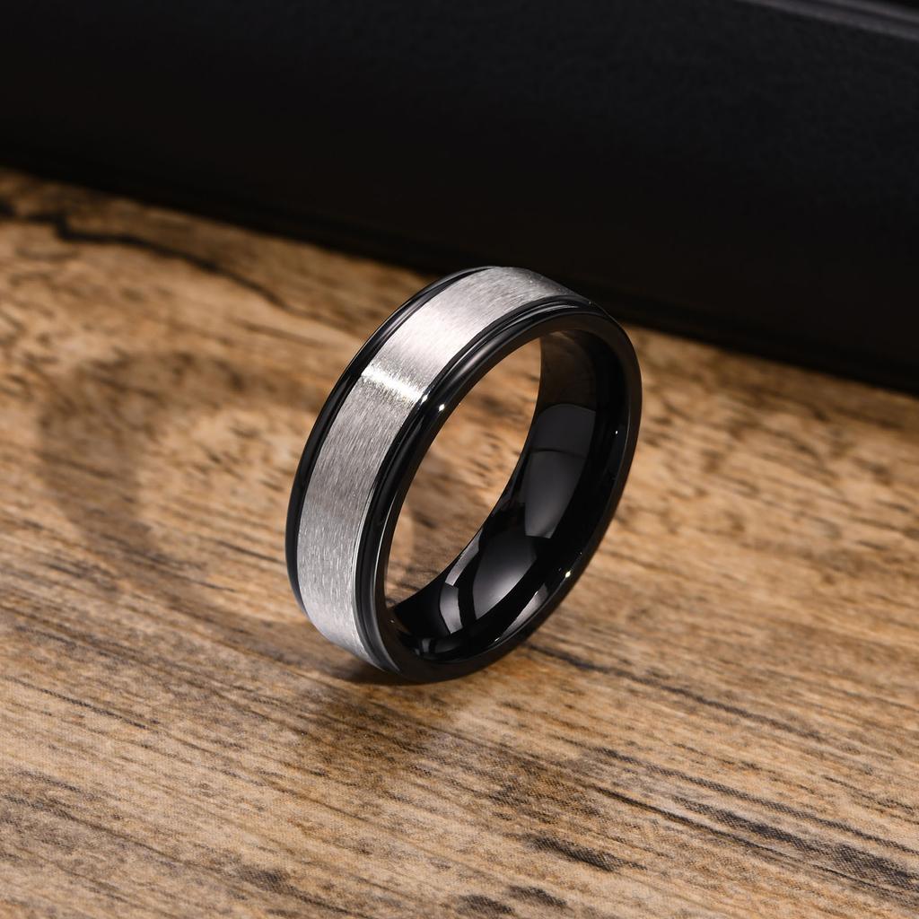 Vnox 6mm Ring mit matter Oberfläche für Herren, Klassischer Ehering aus Edelstahl, Unisex Schlichter Basis-Ring
