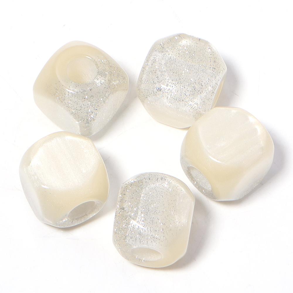 

5pcs/lot Colorful Gypsophila Resin Beads Square Big Hole Beads For Jewelry Making DIY Bracelet Necklace Loose Spacer Beads бежевый