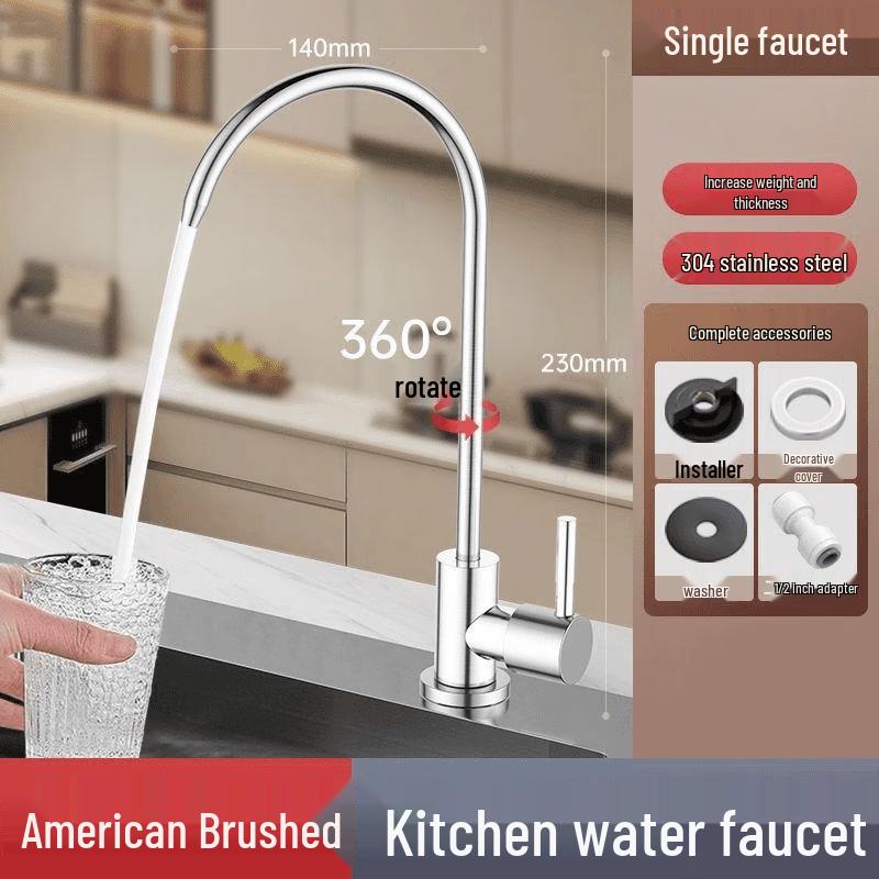 TLXT Brushed Wall-Mounted Kitchen Water Purifier Faucet
