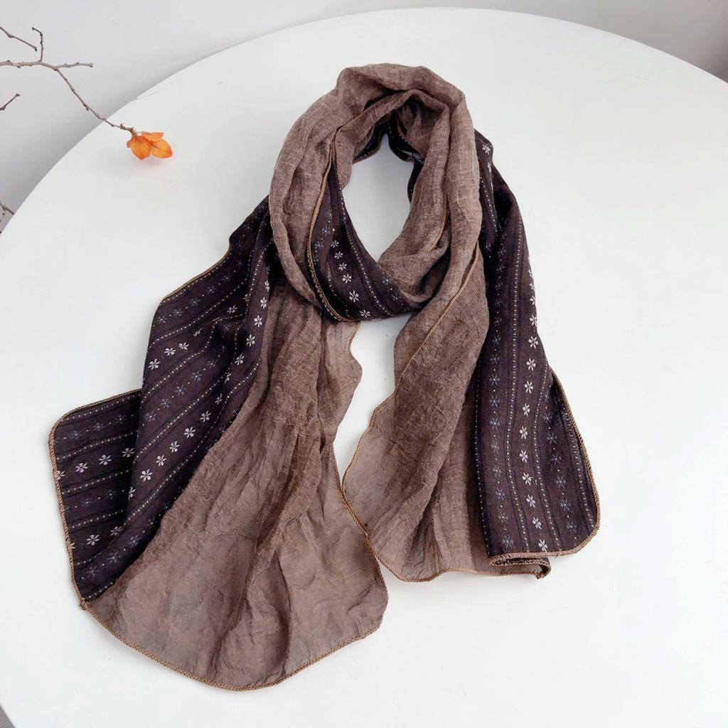 Women Vintage Colorblock Scarf Long Soft Warm Autumn Winter Korean Style Small Flower Personalized Scarves For Ladies