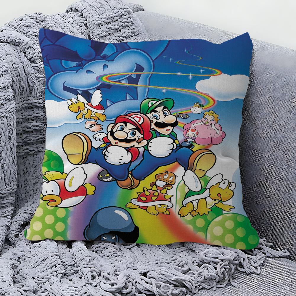 Capa de Almofada Desenho Animado Super M-Marios Fofa Fronha Sala de Estar Sofá Decoração de Casa Personalizado