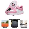 Magic Roller Skates Dual Wheel Slip-on Roller Skating Shoes 2025 New Spring Autumn Leather Surface Sports Shoes For Women Kids