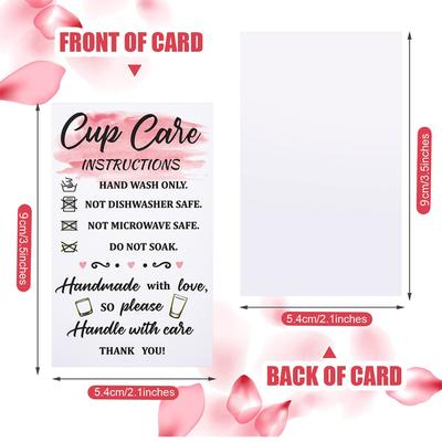 50 Pieces Tumbler Cup Cards,Cup Care Instructions Cards, Tumbler Care Cards, Cup of Care Mug Insert for Business