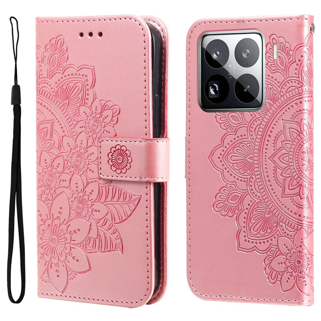 Für Xiaomi 15 Pro Hülle Blumenmuster PU Leder Brieftasche Ständer Handyhülle