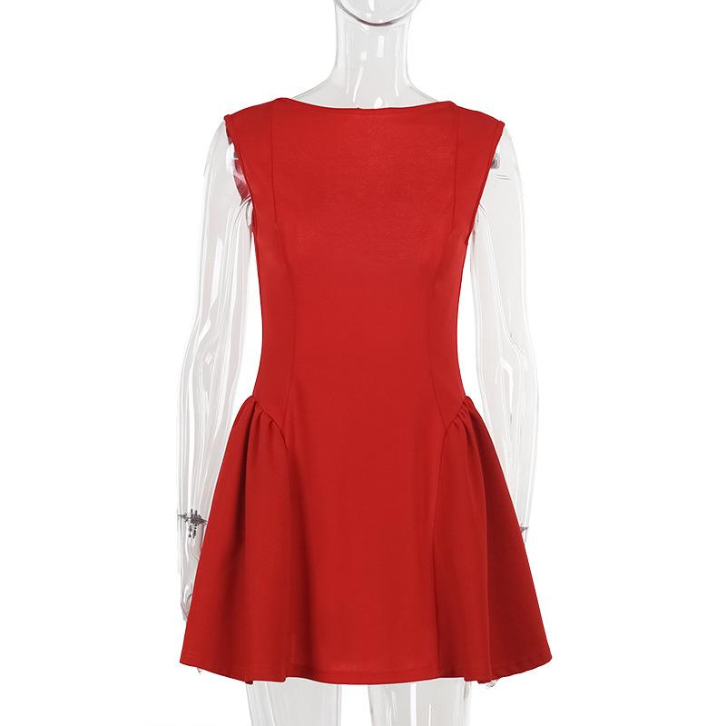 Fall Short Dress Socialite Style Sexy Slim Base Backless A Swing Dress