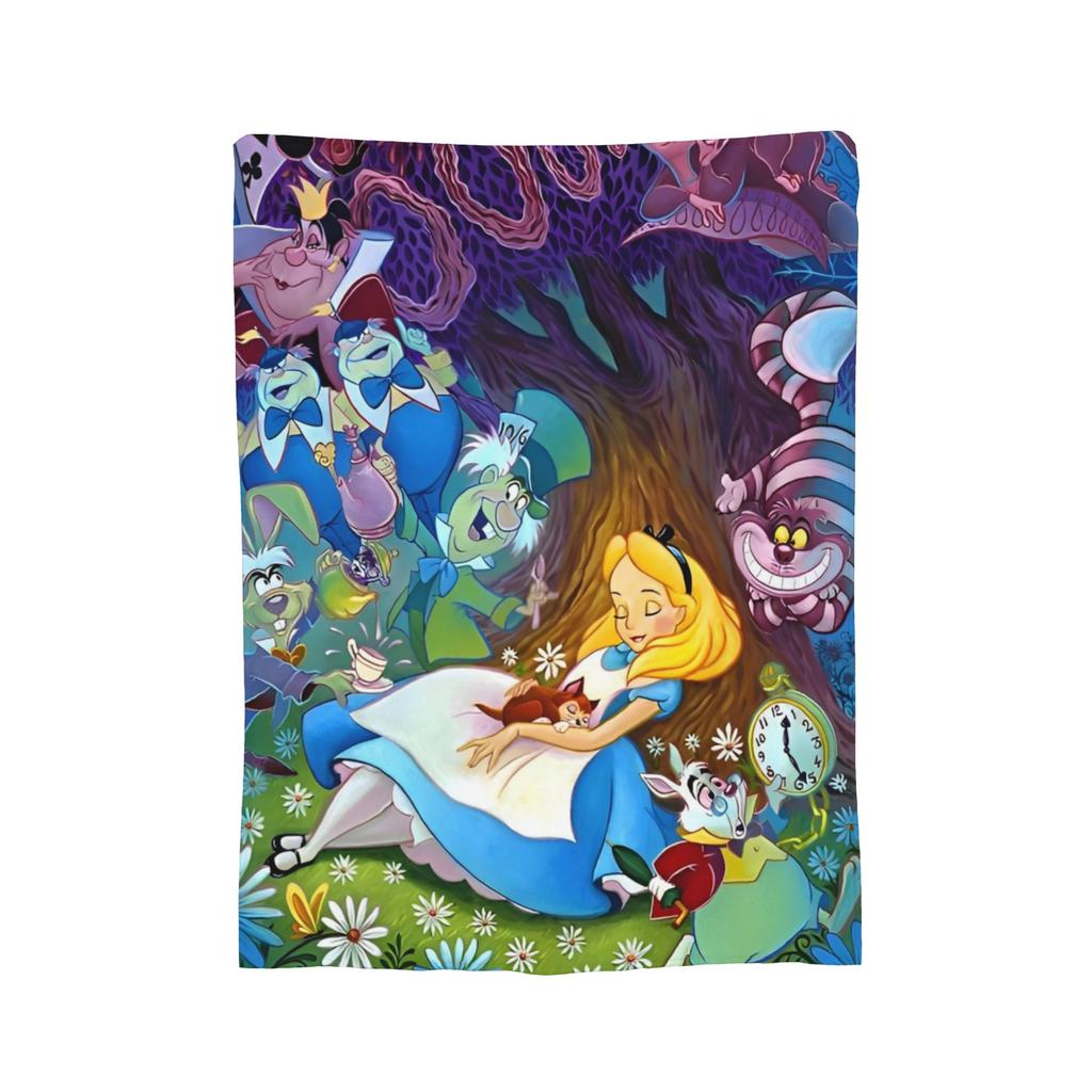 Alice In Wonderland Knitted Blanket Plush Throw Blanket Bed Sofa Decoration Soft Warm Bedsprea,