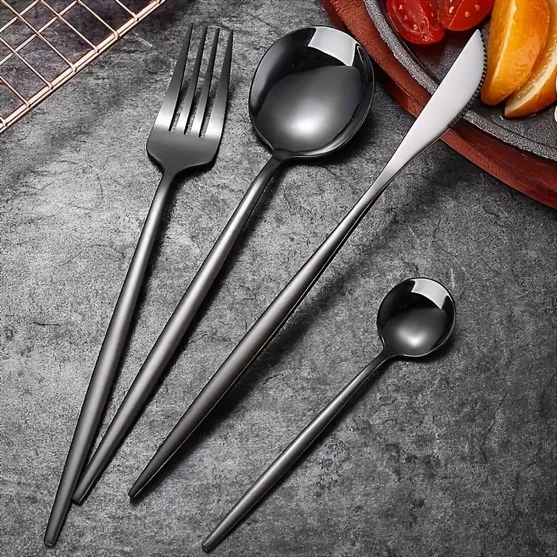 24/48pcs Stainless Steel Cutlery Set Dishwasher Safe Home Kitchen, Parties Holidays Includes Forks, Knives, Spoons