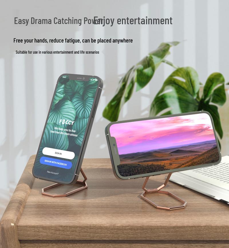 Flying Fish Foldable Zinc Alloy Octagonal Phone Ring Holder