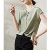 Dámská košile s krátkým rukávem z šifonu, velká, nemačkavá, chladivá [Ailiyumo], halenka, do kanceláře, na léto, halenka, velikost, jednobarevná, žehlení, odolná, pocit, zeštíhlující,
