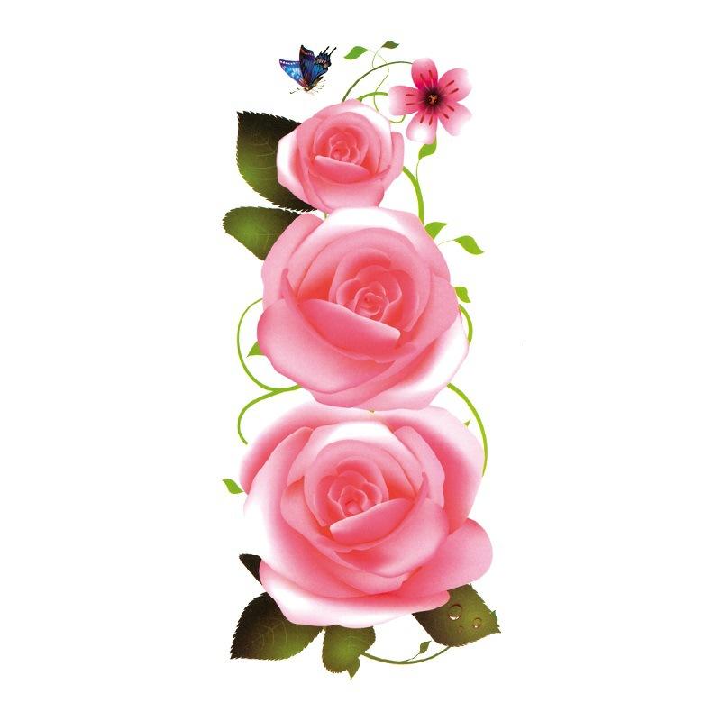 Adesivo de tatuagem de flor de rosa azul, flor de ameixa, padrão grande, capa de braço, adesivo de tatuagem à prova d'água, amostra de tatuagem