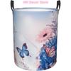 Hydrangea Flowers and Butterflies Laundry Basket Waterproof Oxford Cloth Organizer Basket Collapsible Clothes Hamper with Handle