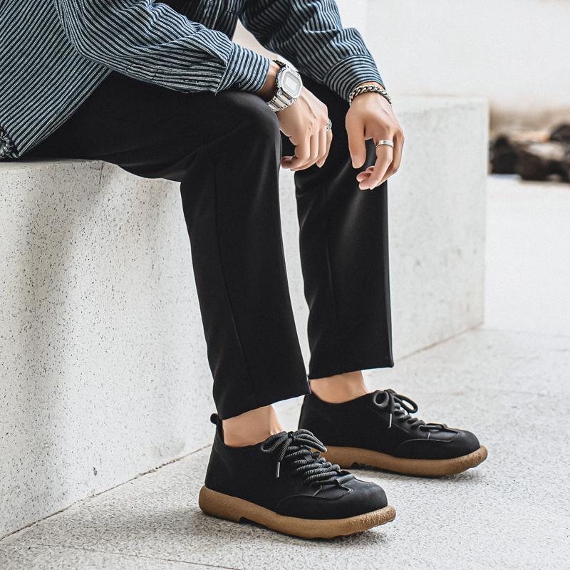 Men’s Retro Boots Shoes Fashion Casual Driving Shoes Black Khaki Wide Head Shoes Plus Size