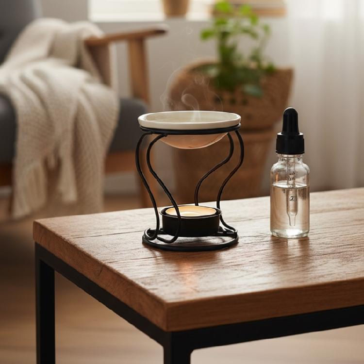 Artistic Iron S Shape Essential Oil Burners Candle Stand With Ceramic Tray For Safe Wax Melting And Essential Oil Use