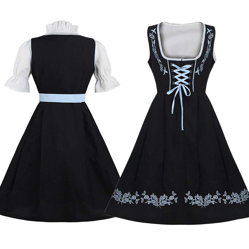 Women's German Bavarian Oktoberfest Beer Festival Costume Dirndl Embroidery Dress For Carnival Party