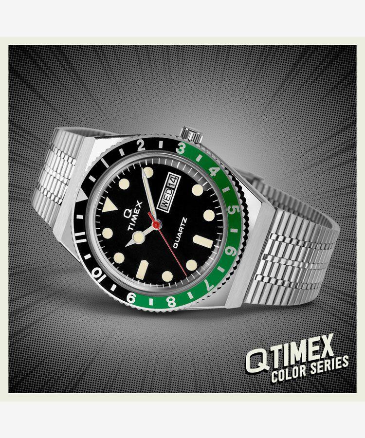 TIMEX TW2U60900 Q Timex Černé Zelené Quartzové Hodinky Nerezová Ocel Japonsko Originál