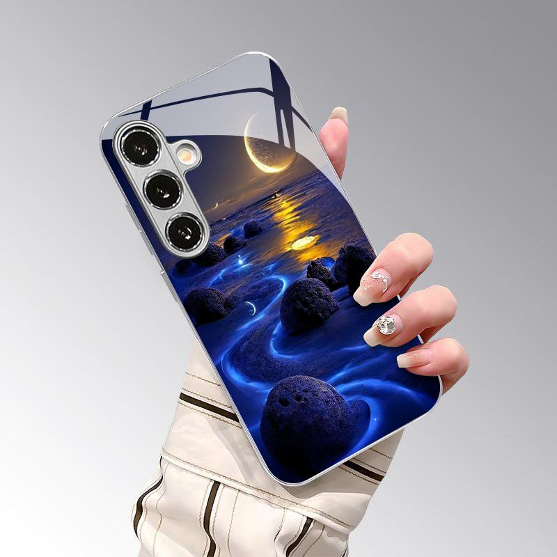 Fluorescent Reef Pattern 2D Phone Case for Samsung S26 S25 S24 S23 S22 S21 S20 A56 A36 A16 Electroplated Glass Protective Cover